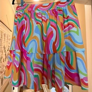 Colorful Wave Pattern A-Line Skort
